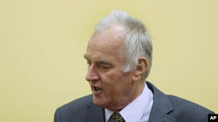 Former Bosnian Serb military commander General Ratko Mladic is seen at the start of his trial at the Yugoslav war crimes tribunal in The Hague, Netherlands, May 16, 2012.