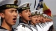 中国海军士兵在青岛与俄罗斯举行的一次联合军演中(资料照片)