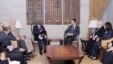 UN-Arab League Joint Special Envoy for Syria Kofi Annan, center left, and Syrian President Bashar Assad, center right, meeting in Damascus, Syria, Tuesday, May 29, 2012.